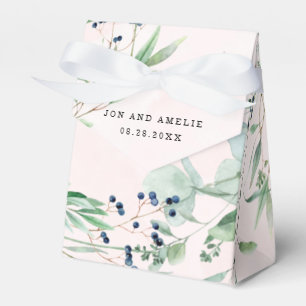 Eucalyptus Greenery and Blush Pink Wedding Favor Boxes