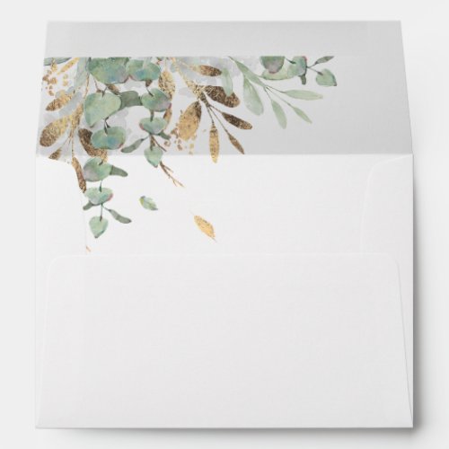 Eucalyptus Greenery and Gold Foliage Envelope