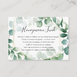 Eucalyptus Greenery and Gold Frame Honeymoon Fund  Enclosure Card