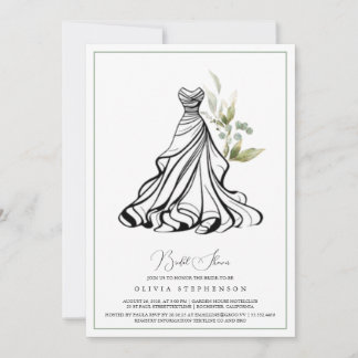 Eucalyptus Greenery and Wedding Dress Invitation