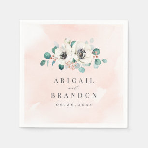 Eucalyptus Greenery anemone floral rustic wedding Napkins