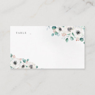 Eucalyptus Greenery anemone floral rustic wedding Place Card