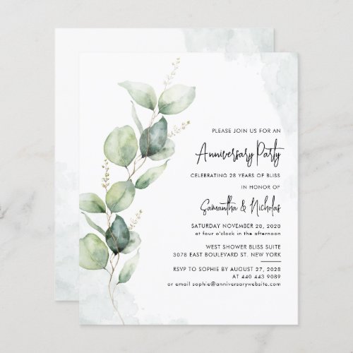 Eucalyptus Greenery Anniversary Party Invitation