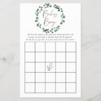 Eucalyptus Greenery Baby Shower Bingo