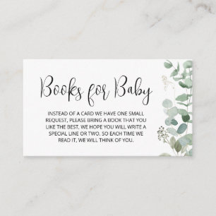 Eucalyptus Greenery Baby Shower Books for Baby Enclosure Card