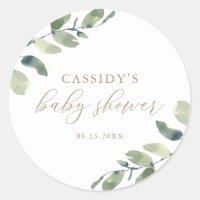 Eucalyptus Greenery Baby Shower Classic Round Stic Classic Round Sticker