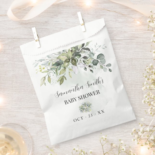 Eucalyptus Greenery Baby Shower Favor Bag (Clipped)
