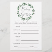 Eucalyptus Greenery Baby Shower Game (Front)