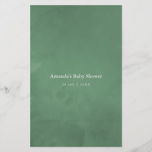 Eucalyptus Greenery Baby Shower Game (Back)