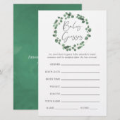 Eucalyptus Greenery Baby Shower Game (Front/Back)