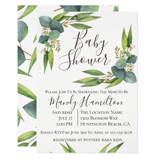 Eucalyptus Greenery Baby Shower Invitation Zazzle Com Eucalyptus Greenery Baby Shower Invitation Zazzle Com