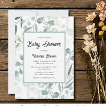 Eucalyptus Greenery Baby Shower Invitation