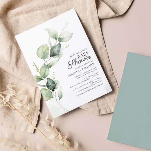 Eucalyptus Greenery Baby Shower Invitation