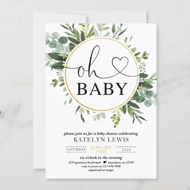 Eucalyptus Greenery Baby Shower Invitation | Zazzle