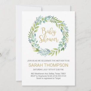 Eucalyptus Greenery Baby Shower Invitation