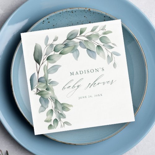 Eucalyptus Greenery Baby Shower Napkins