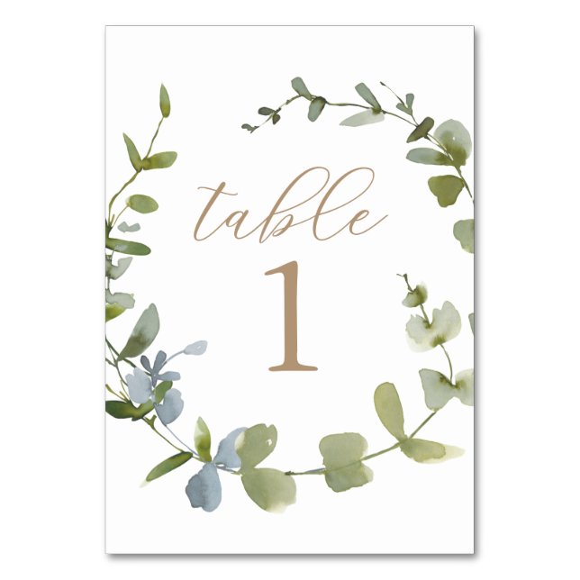 Eucalyptus Greenery Baby Shower Table Number (Front)