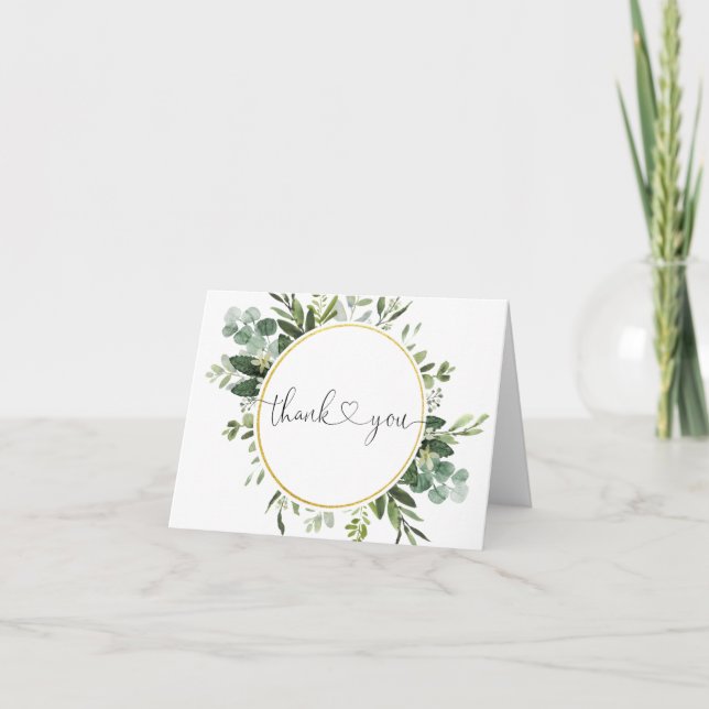Eucalyptus Greenery Baby Shower Thank You Cards (Front)