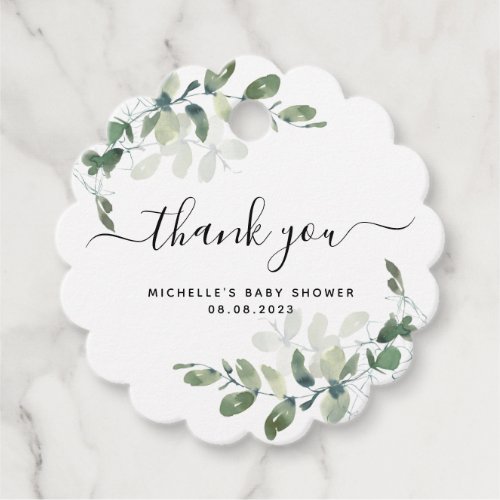 Eucalyptus Greenery Baby Shower Thank You Favor Tags