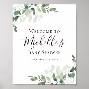 Eucalyptus Greenery Baby Shower Welcome Poster