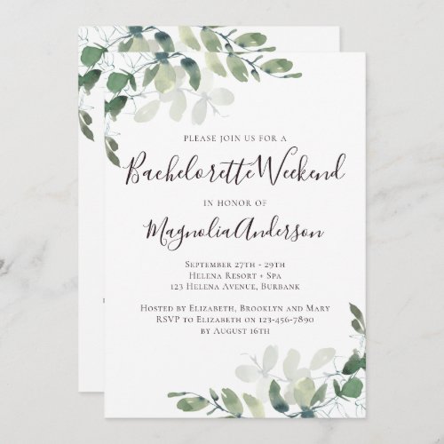 Eucalyptus Greenery Bachelorette Weekend Party Invitation