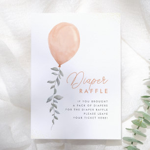 Eucalyptus Greenery Balloon Diaper Raffle Sign Invitation