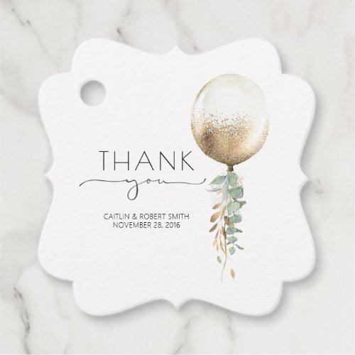 Eucalyptus Greenery Balloon Wedding Thank You Favor Tags