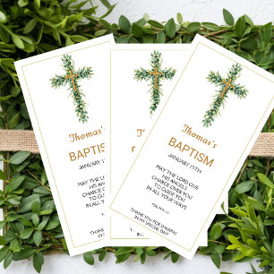 Eucalyptus Greenery Baptism Favor Bookmak Thank You Card