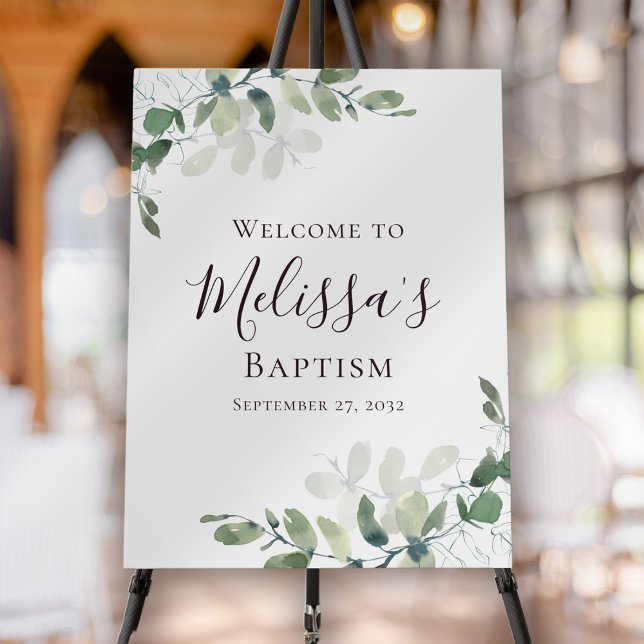 Eucalyptus Greenery Baptism Welcome Sign (Creator Uploaded)