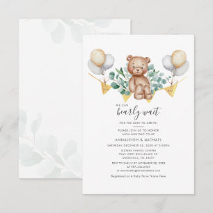 Eucalyptus Greenery Bear Couples Baby Shower Invitation