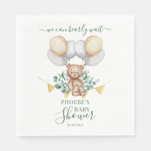 Eucalyptus Greenery Bearly Wait Baby Shower Paper Napkins
