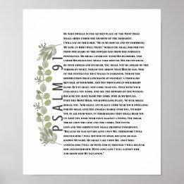 Eucalyptus Greenery Bible Art Psalm 91 Scripture Poster