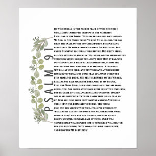 Eucalyptus Greenery Bible Art Psalm 91 Scripture Poster
