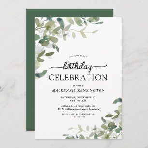 Eucalyptus Greenery Birthday Celebration Invitation