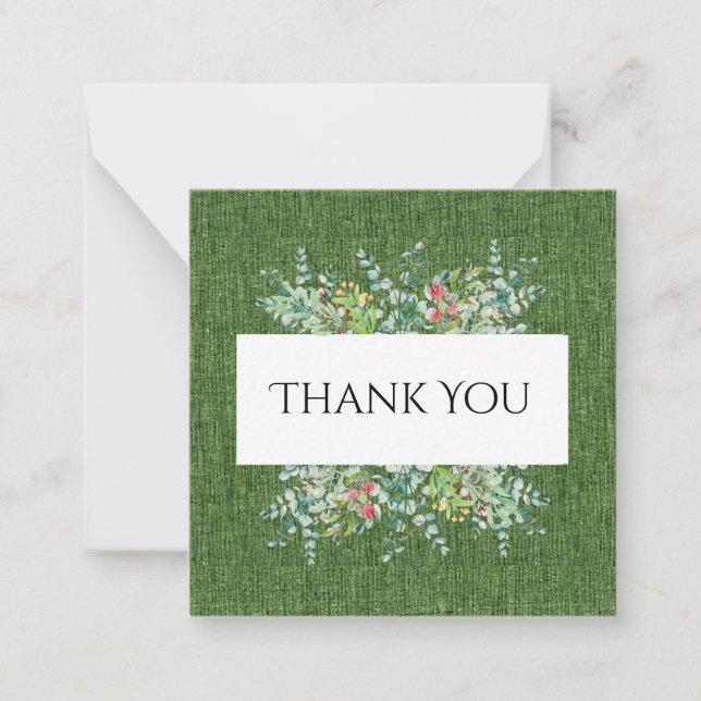 Eucalyptus Greenery Birthday Thank You  Note Card (Front)