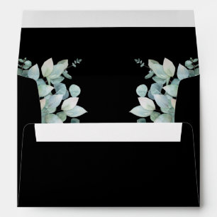 Eucalyptus Greenery Black Wedding Envelope