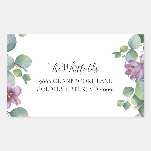 Eucalyptus Greenery Bloom Return Address Rectangular Sticker (Front)