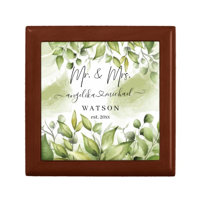 Eucalyptus Greenery Blush Modern Trendy Script Gift Box (Front)