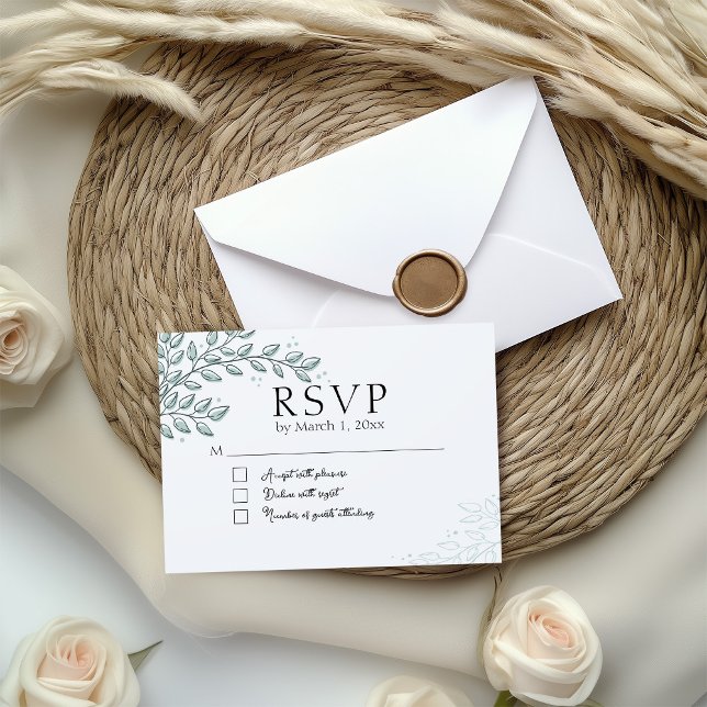 Eucalyptus Greenery Boho Elegant RSVP Note Card (Creator Uploaded)