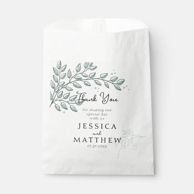 Eucalyptus Greenery Boho Elegant Wedding  Favor Bag (Front)