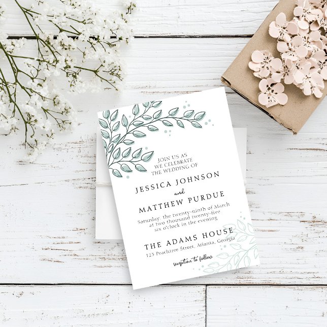 Eucalyptus Greenery Boho Elegant Wedding  Invitation (Creator Uploaded)