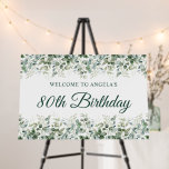 Eucalyptus Greenery Border 80th Birthday Welcome Foam Board<br><div class="desc">Create your own 80th birthday party welcome foam board sign for her featuring a watercolor eucalyptus greenery border on the top and bottom. Customize the modern elegant calligraphy with a modern all caps style font to create your own personalized sign. A modern botanical garden style sign for her milestone celebration....</div>