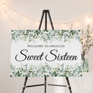 Eucalyptus Greenery Border Sweet Sixteen Welcome Foam Board