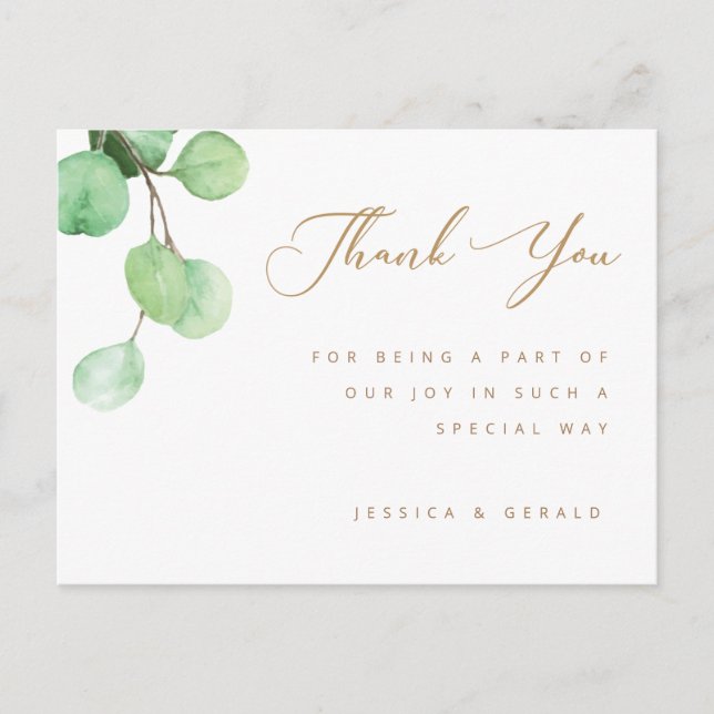 Eucalyptus Greenery Botanic Thank you Postcard (Front)