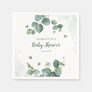 Eucalyptus Greenery Botanical Baby Shower Paper Napkins