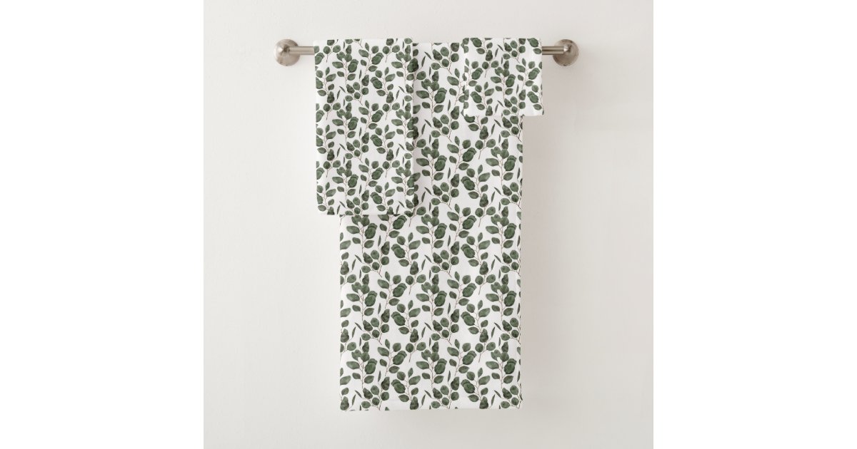 Eucalyptus Greenery Botanical Bath Towel Set | Zazzle