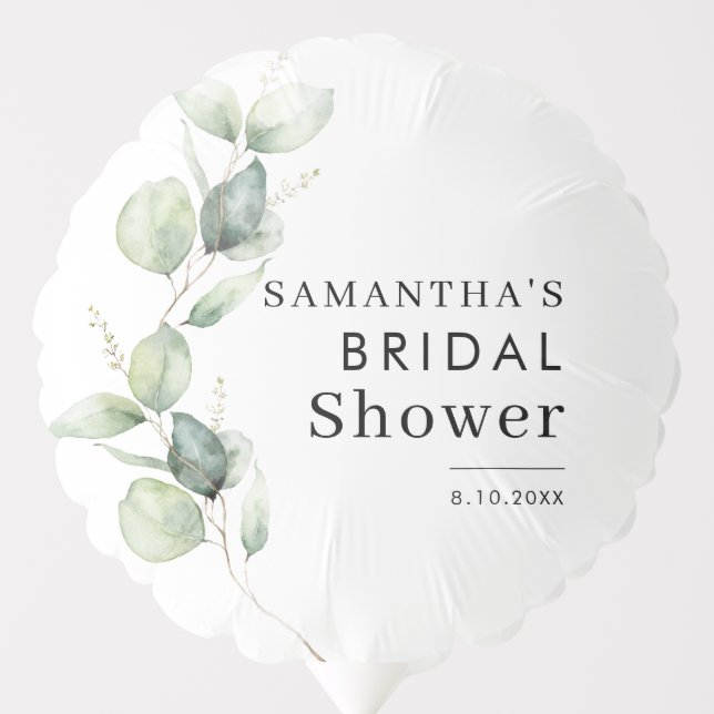 Eucalyptus Greenery Botanical Bridal Shower Balloon (Front)