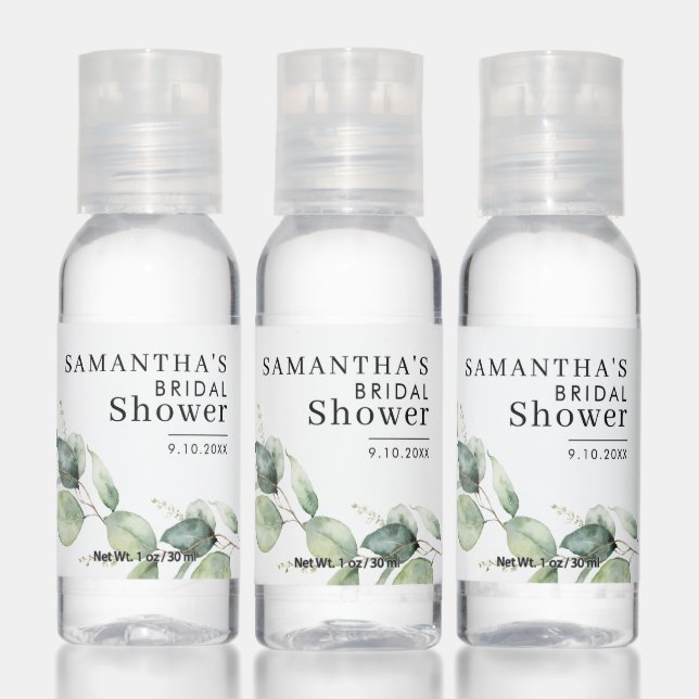 Eucalyptus Greenery Botanical Bridal Shower Hand Sanitizer (Set)