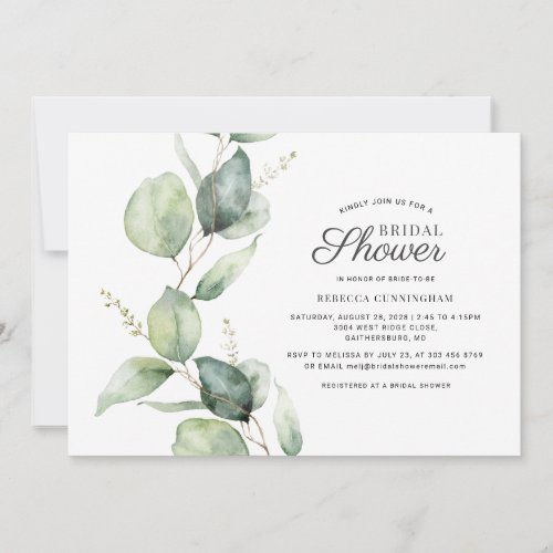 Eucalyptus Greenery Botanical Bridal Shower Invitation