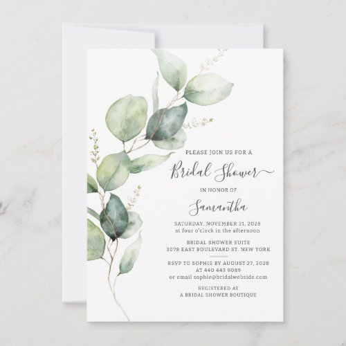 Eucalyptus Greenery Botanical Bridal Shower Invitation